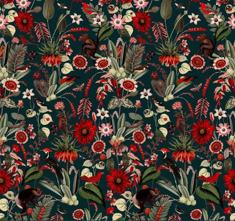 Red Flower Mural Wallpaper