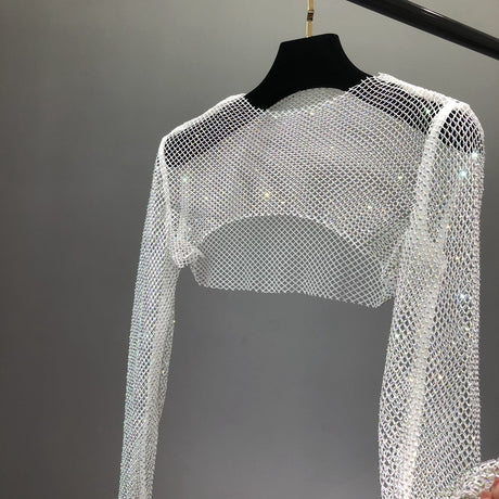Glittery Net Bolero Top