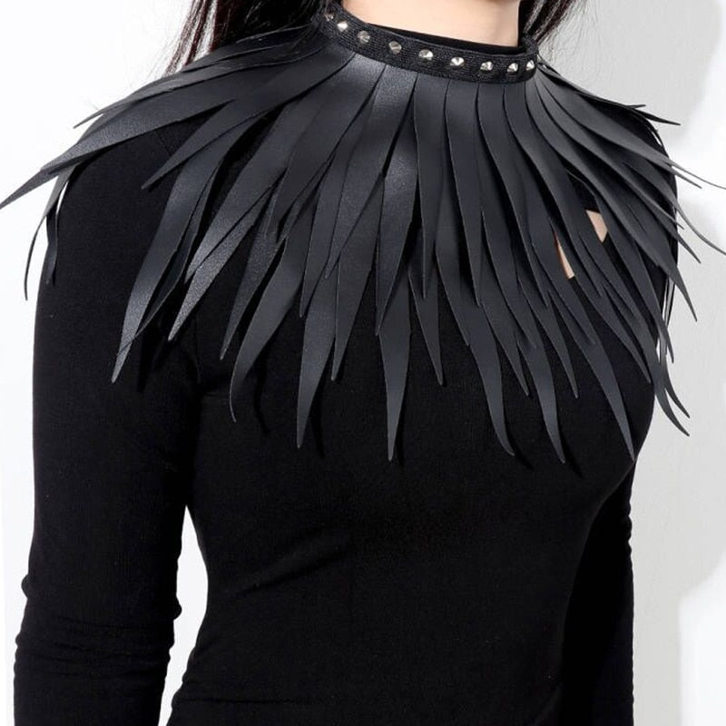 Long Tassel Choker Necklace Neo-Gothic PU Leather Collar