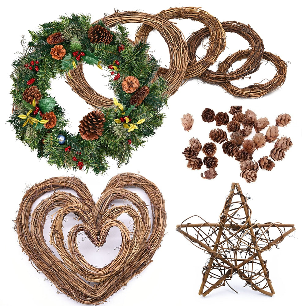Rattan Hearts & Stars Wreaths Decor DIY Craft