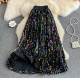 Cyber Queen Sparkly Sequins Maxi Skirt