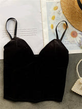 Black Velour Camis Tops