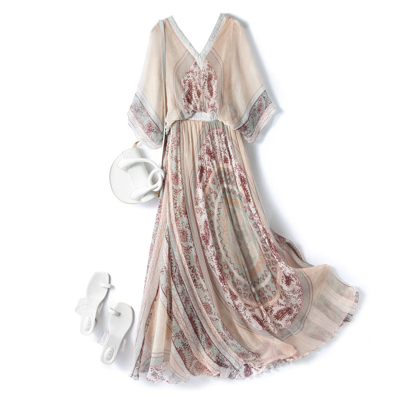 Mulberry Silk Summer Floral Dress