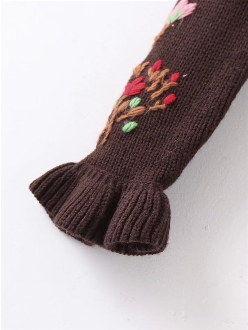 Hand Embroidered Turtleneck Jumper