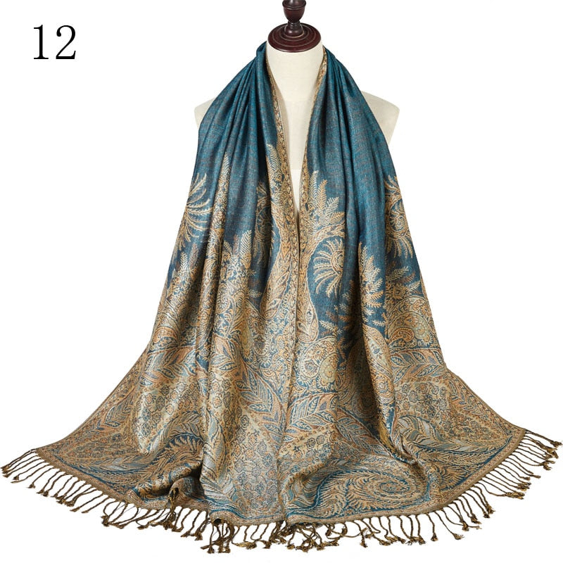 Pashmina Paisley Large Silk Scarf Wrap