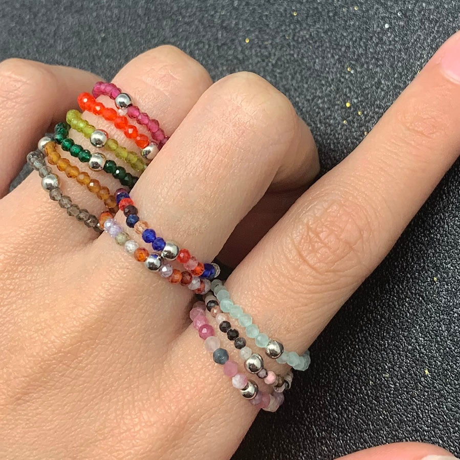 Bohemian Natural Stone Bead Rings