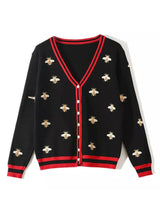 Preppy Bee Embroidered Cardigan