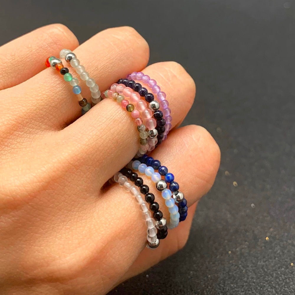 Bohemian Natural Stone Bead Rings