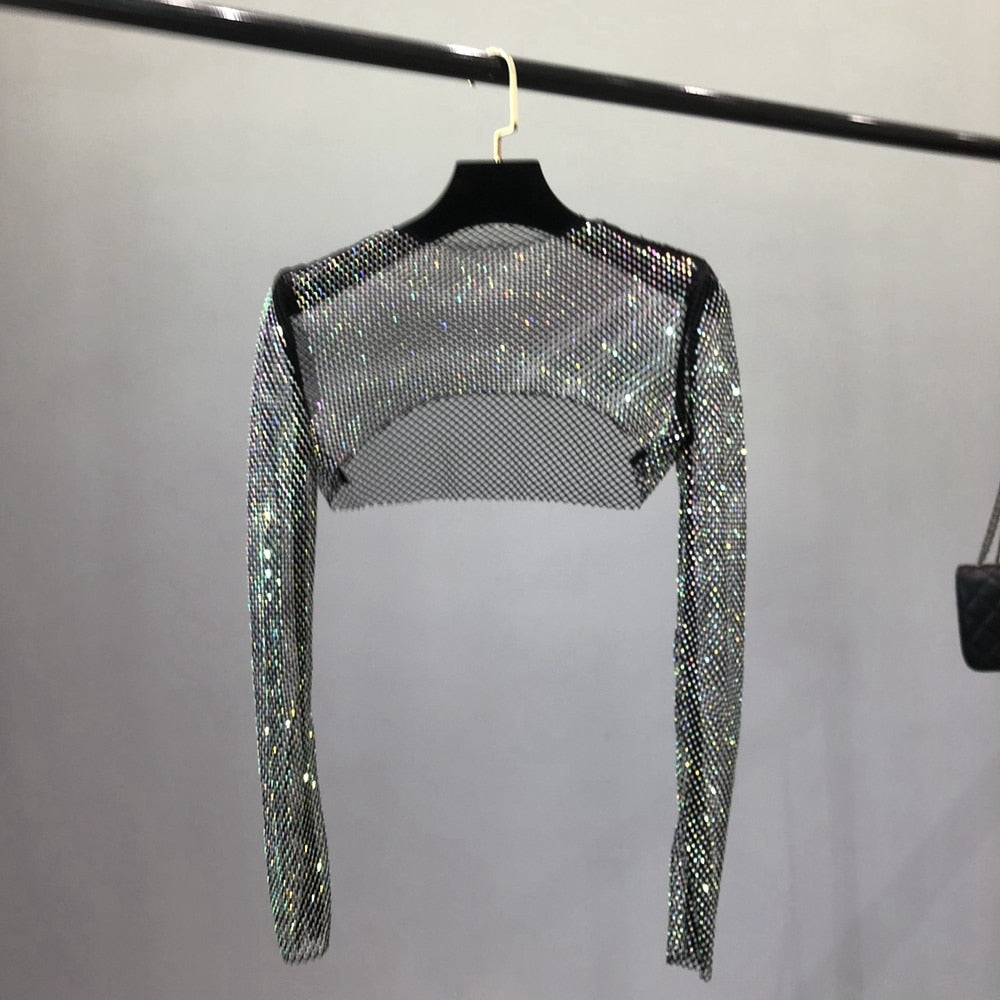 Glittery Net Bolero Top