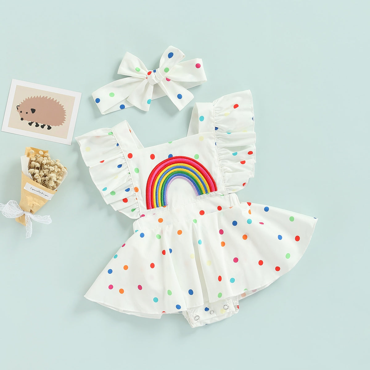Rainbow Baby Girls Summer Romper Dress