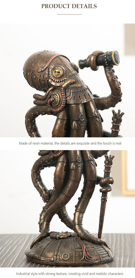 Steampunk Cthulhu Octopus Resin Statue Sculpture Home Decor