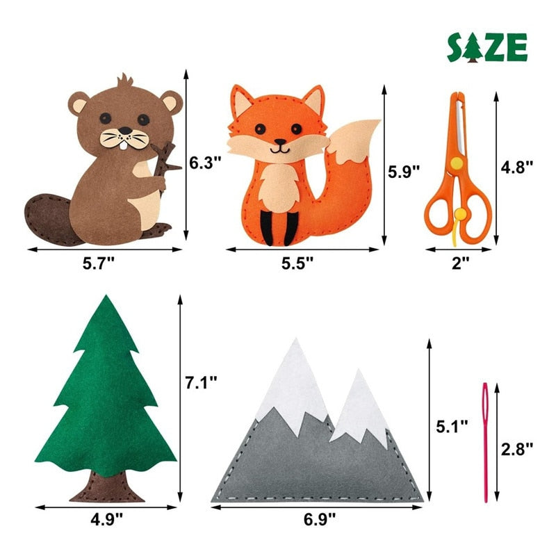 Woodland Animals DIY Felt Craft Sewing Kits For Kids