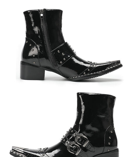 Max’s Genuine Leather, Buckle and Strap, Metal Tipped Western Boots