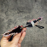Dripping in Frosting Oval Rimless Rhinestone Sunglasses
