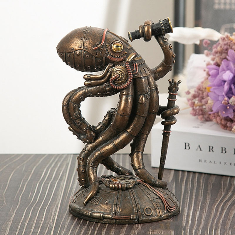 Steampunk Cthulhu Octopus Resin Statue Sculpture Home Decor