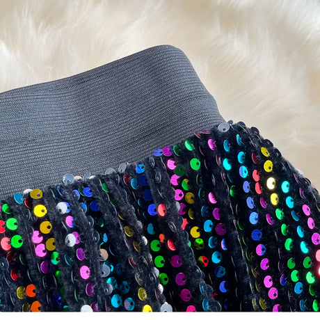 Cyber Queen Sparkly Sequins Maxi Skirt
