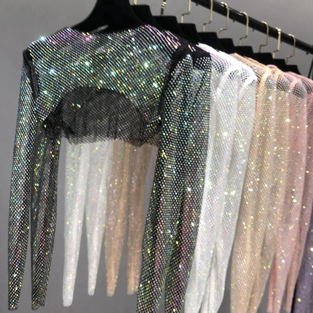 Glittery Net Bolero Top