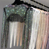 Glittery Net Bolero Top
