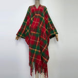 Cabin Dweller Tartan Thick Warm Free Size Long Kimono Robe Wrap