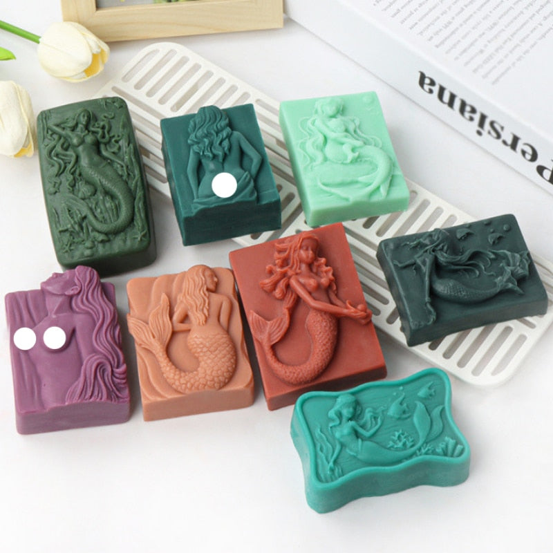 Mermaid Silicone Soap Moulds DIY Ocean Goddess Candle Resin Making Chocolate Mould