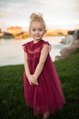 Girls Summer Flower Tulle Lace Dress Photoshoot Dress