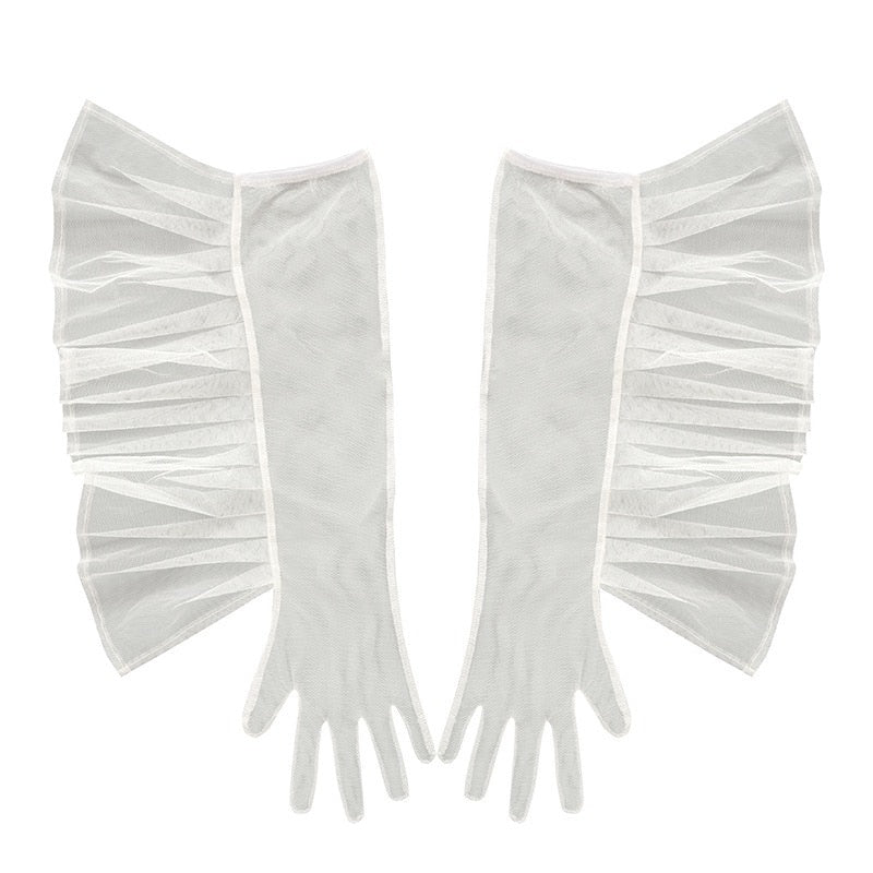 Sheer Ruffles Long Gloves