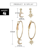 Lovely Star Moon Rhinestone Drop Earrings Set