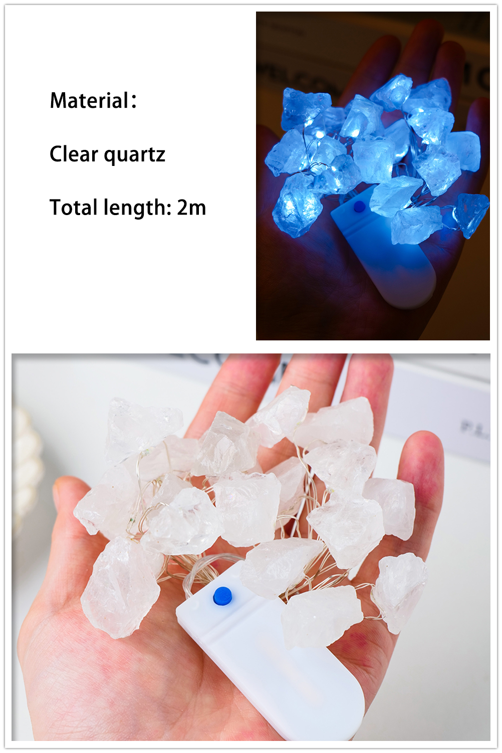 2M Natural Quartz Crystal Energy String Lights