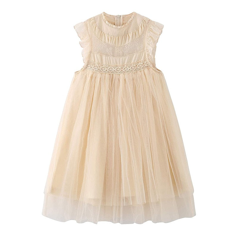 Girls Summer Flower Tulle Lace Dress Photoshoot Dress