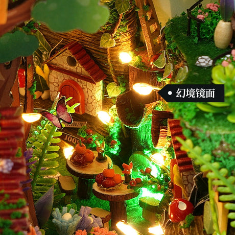 Firefly Forest DIY Kit Book Nook Dollhouse Model Wooden Miniature House with Furniture