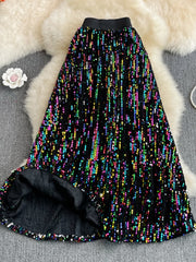 Cyber Queen Sparkly Sequins Maxi Skirt