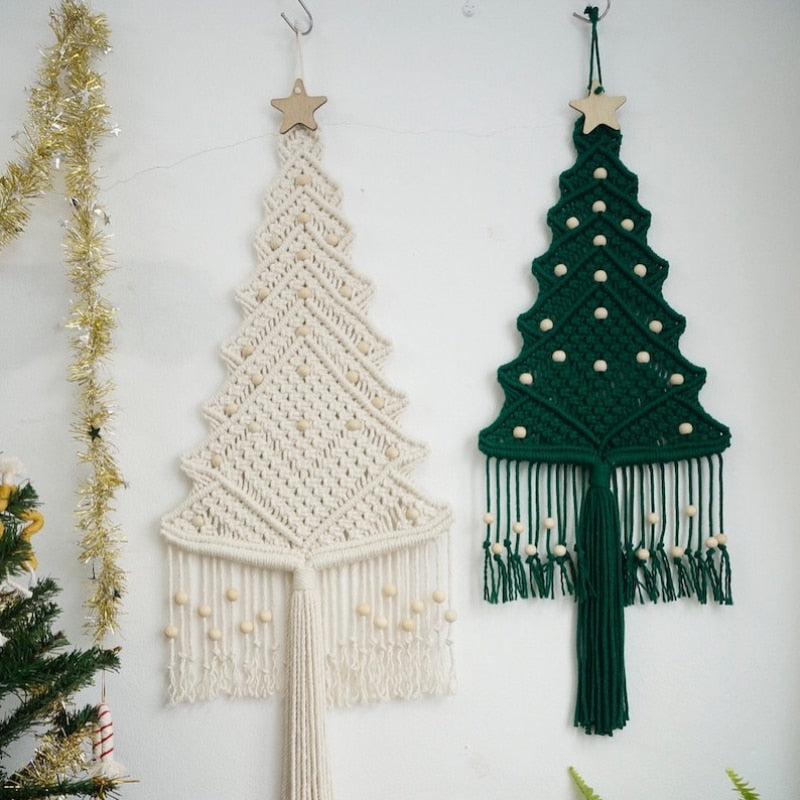 Macrame Boho Christmas Tree with Star Wall Hanging