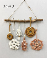 Macrame Boho Christmas Ornaments Set Wall Hanging