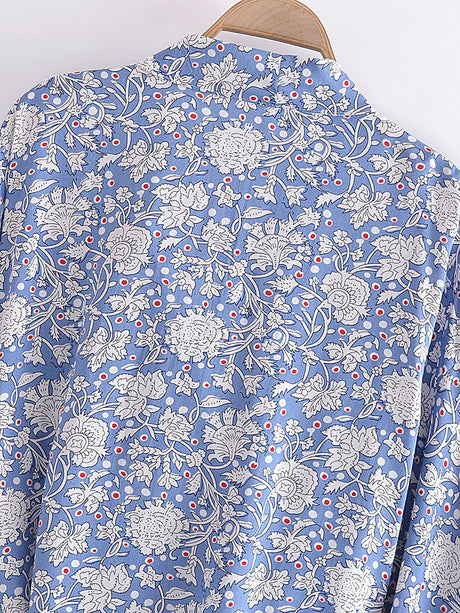 Boho Vintage Floral Print Short Kimono Wrap Tops