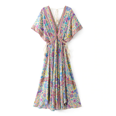Peacock Print Summer Boho Dress Three Colours