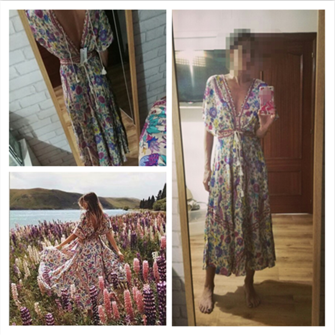 Peacock Print Summer Boho Dress Three Colours