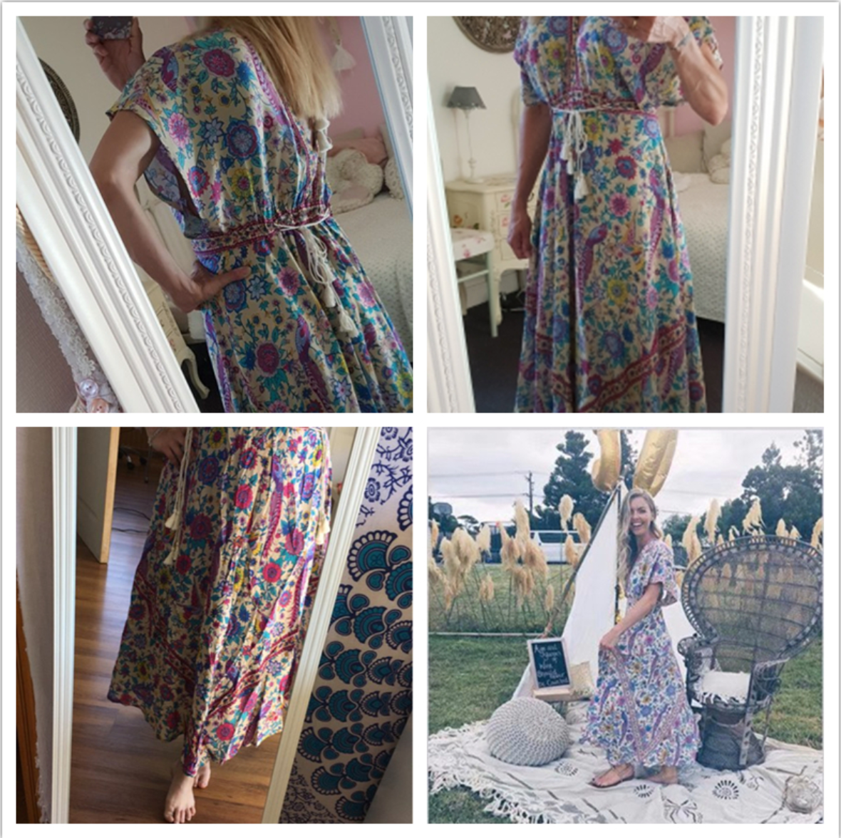 Peacock Print Summer Boho Dress Three Colours