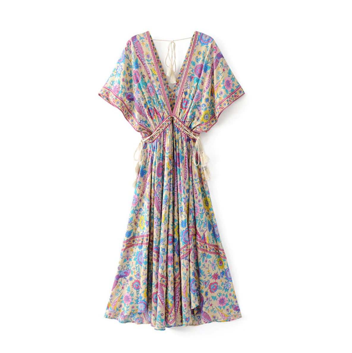 Peacock Print Summer Boho Dress Three Colours