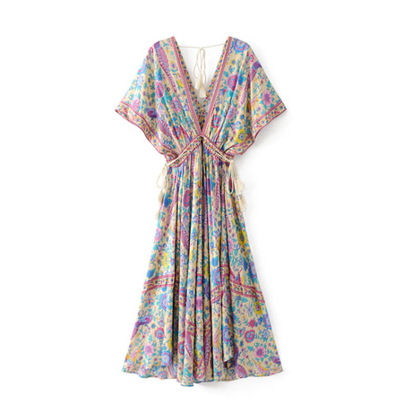 Peacock Print Summer Boho Dress Three Colours