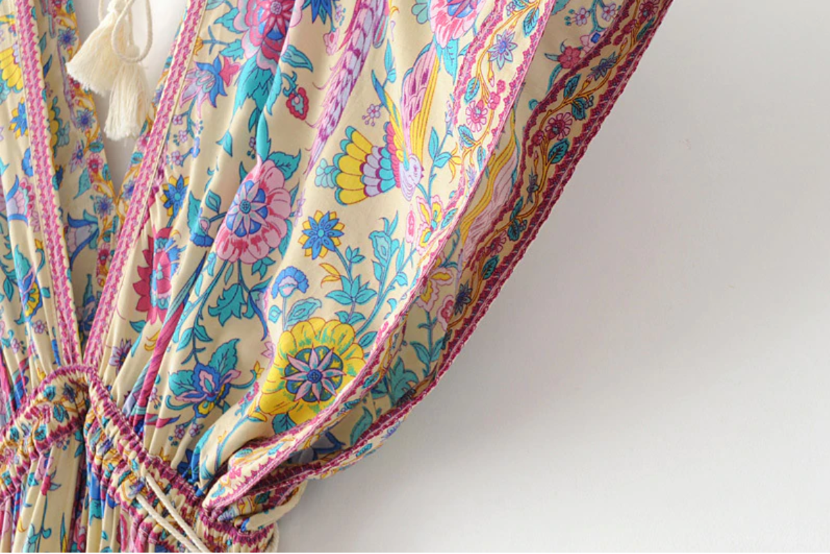 Peacock Print Summer Boho Dress Three Colours