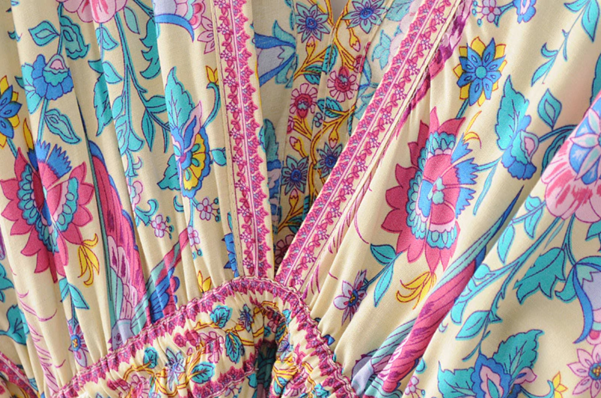 Peacock Print Summer Boho Dress Three Colours