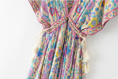 Peacock Print Summer Boho Dress Three Colours