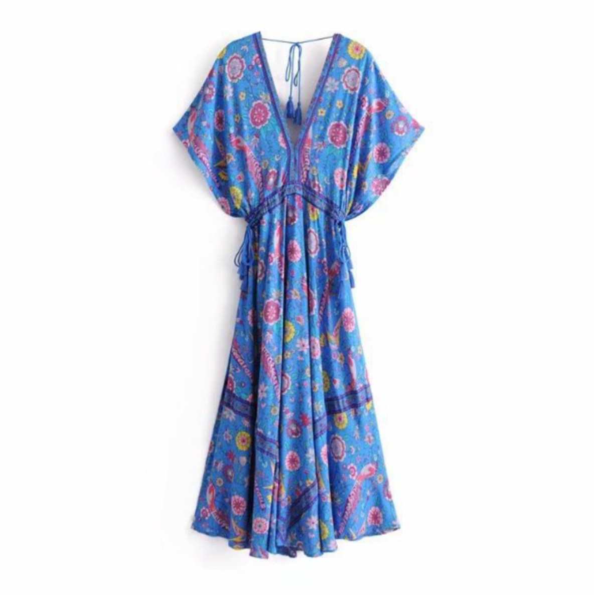 Peacock Print Summer Boho Dress Three Colours