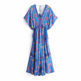 Peacock Print Summer Boho Dress Three Colours