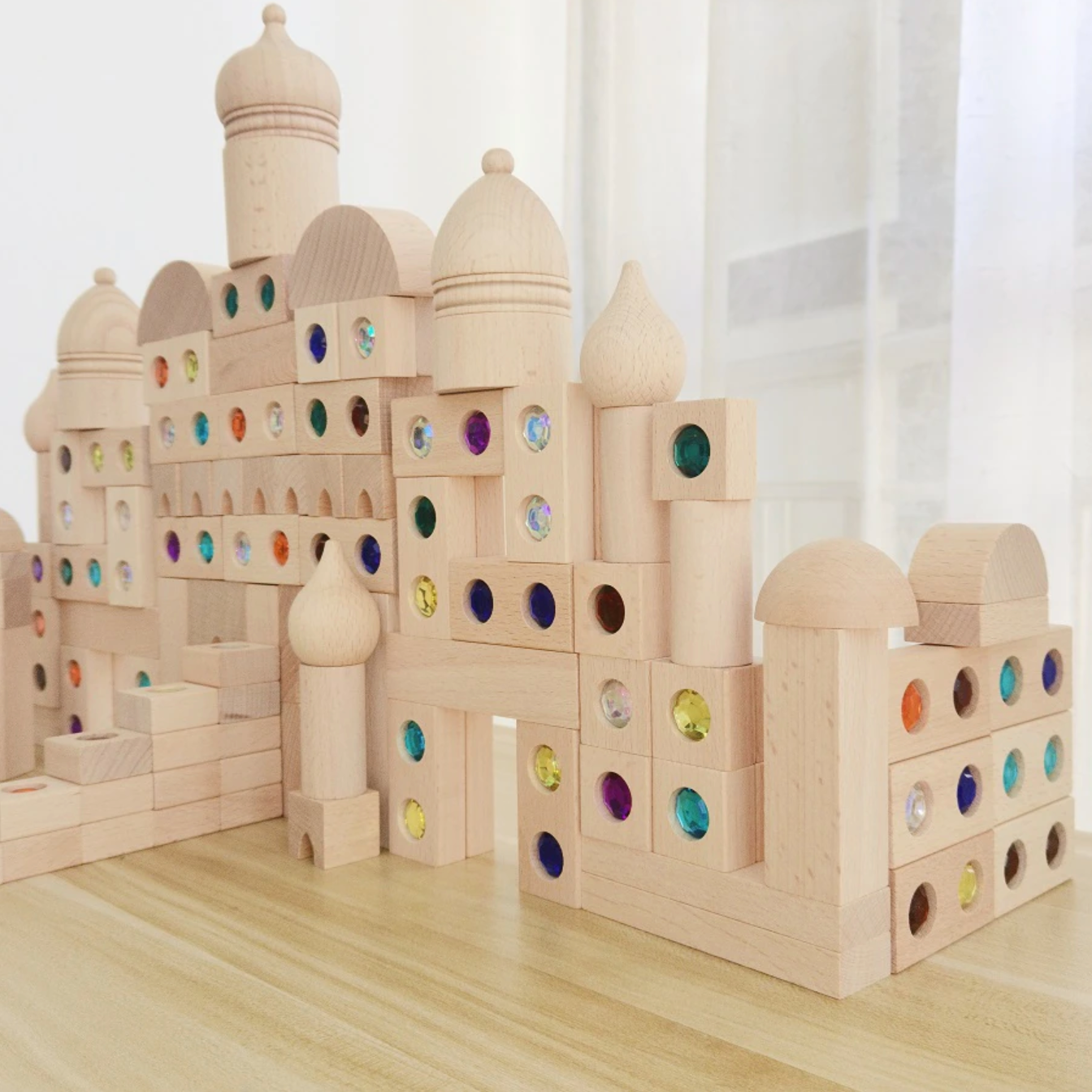 Wooden Castle Building Blocks Toys Montessori Educational Stacking Toys