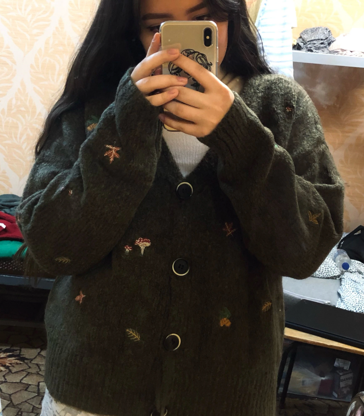 Woodland Forest Knit Cardigan with Embroidered Woodland Vibes