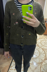 Woodland Forest Knit Cardigan with Embroidered Woodland Vibes