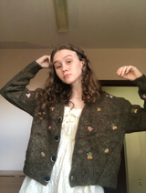 Woodland Forest Knit Cardigan with Embroidered Woodland Vibes