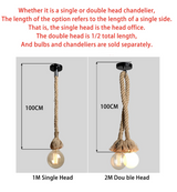 Hemp Rope Pendant Lights Industrial Hanging Lamp Light Fixtures