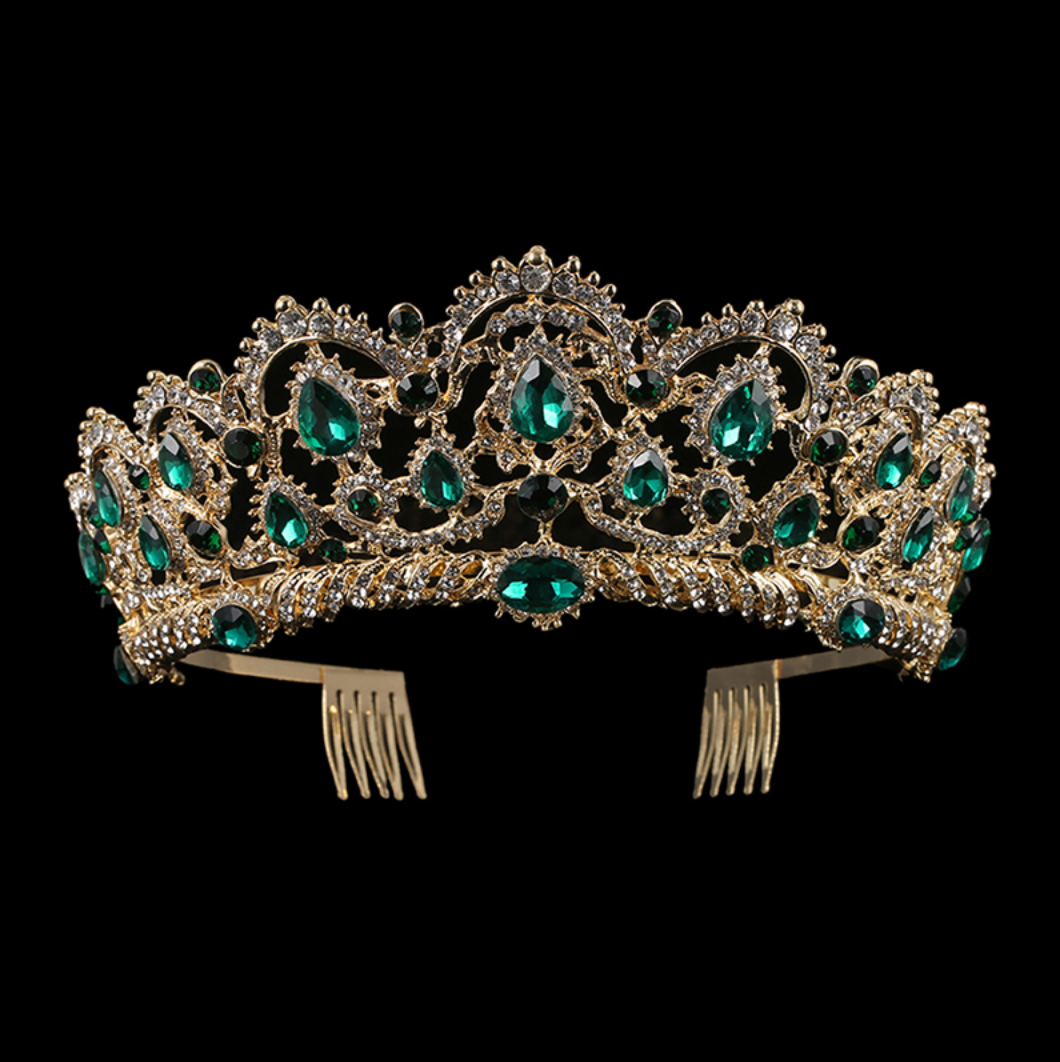 European Drop Crystal Crowns With Comb.